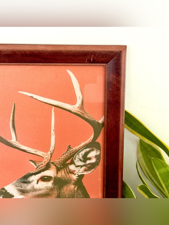 Buck Smoking a Cigarette Vintage Style Deer Canvas Wall Art Print Wood Framed